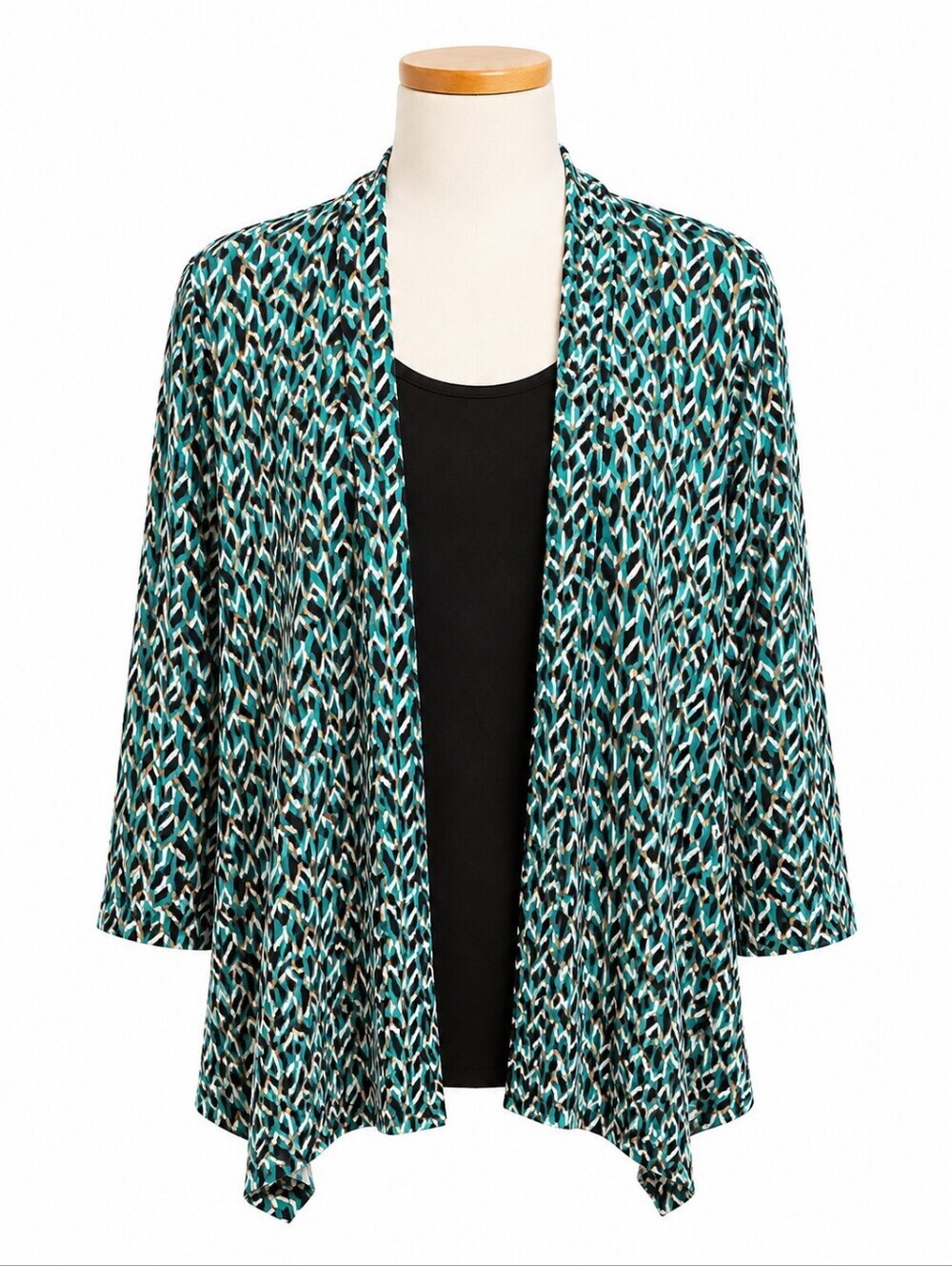 NY Collection Women's Geometric Print Slinky Feel Layered Look Top Sz 3X Career